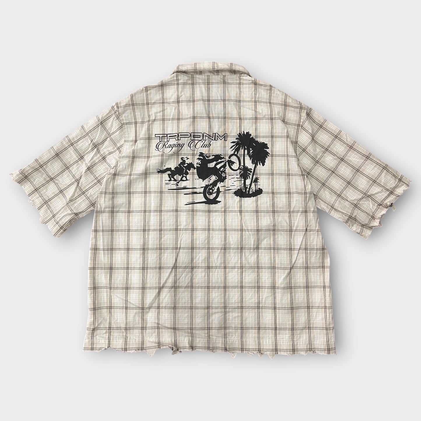 Trap Denim Ripped Stripes Shirt