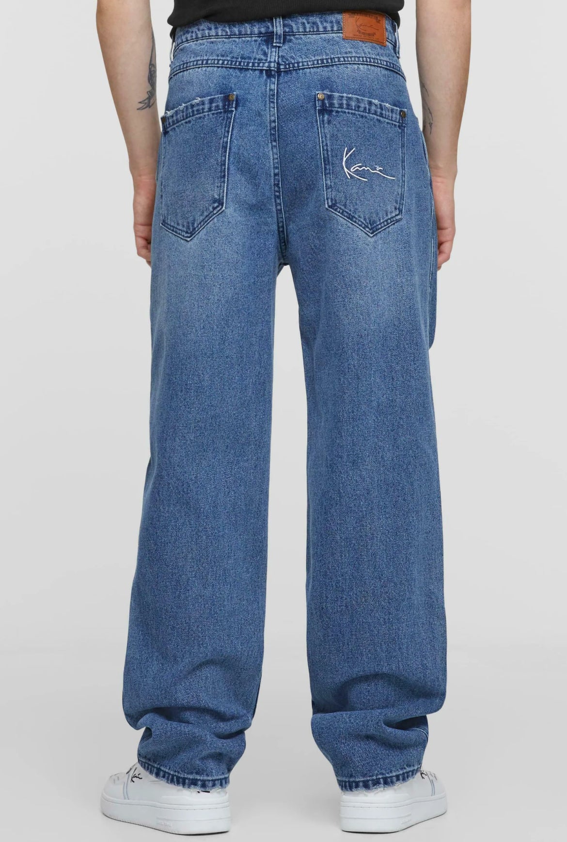 Karl Kani Small Signature Baggy Five Pocket Heavy Distressed Denim