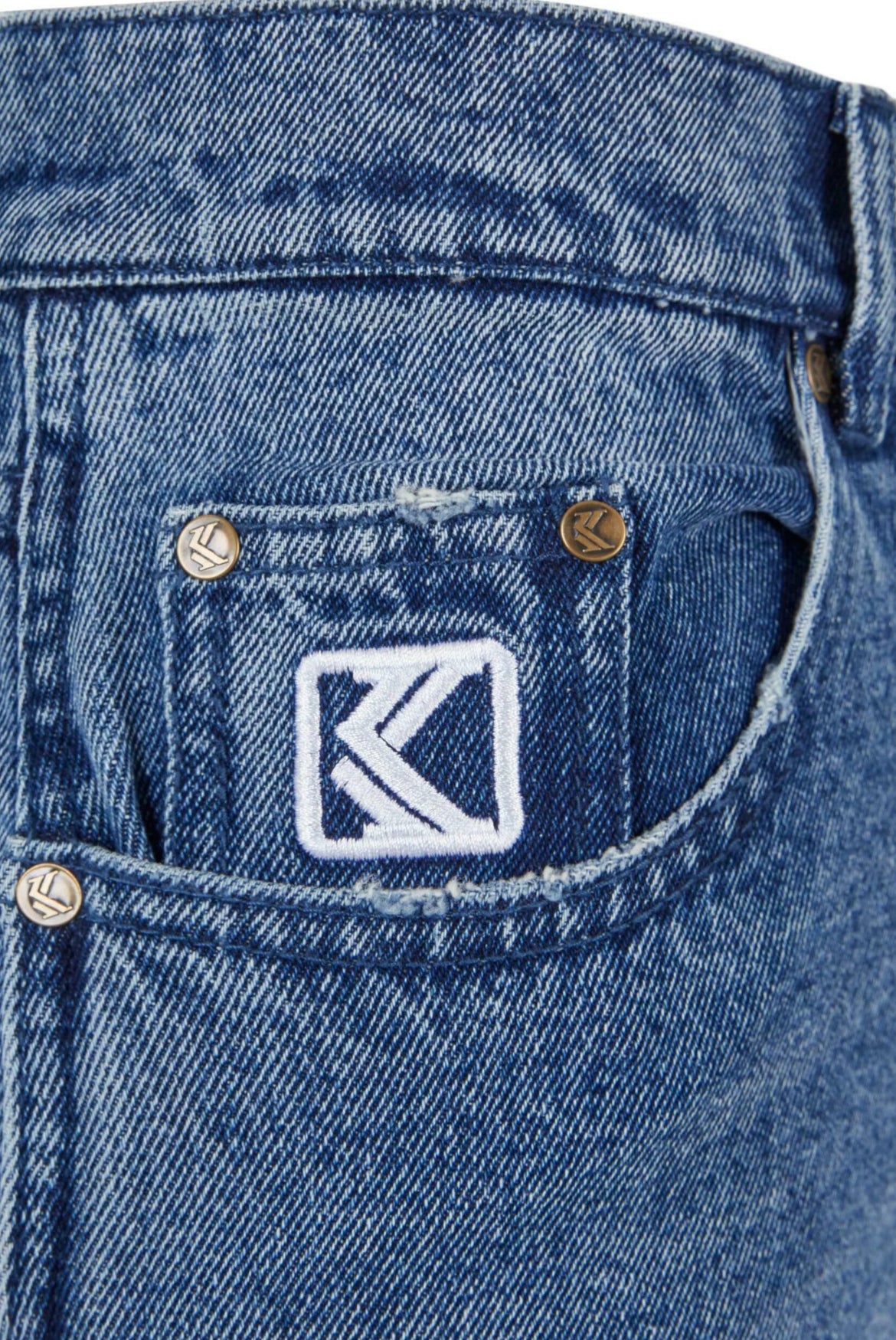 Karl Kani Small Signature Baggy Five Pocket Heavy Distressed Denim