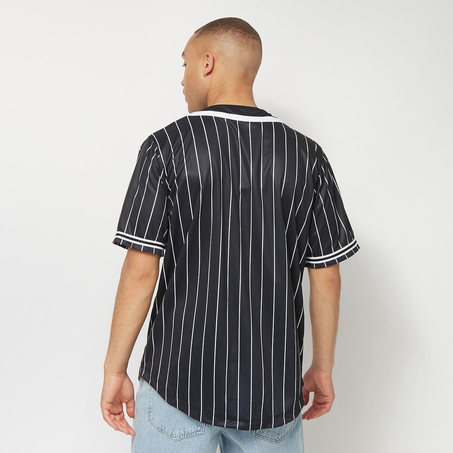 Karl Kani Serif Pinstripe Baseball Shirt