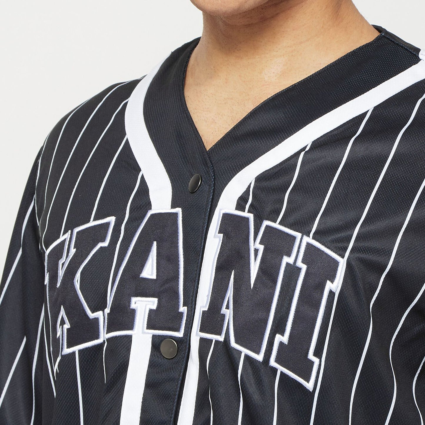 Karl Kani Serif Pinstripe Baseball Shirt