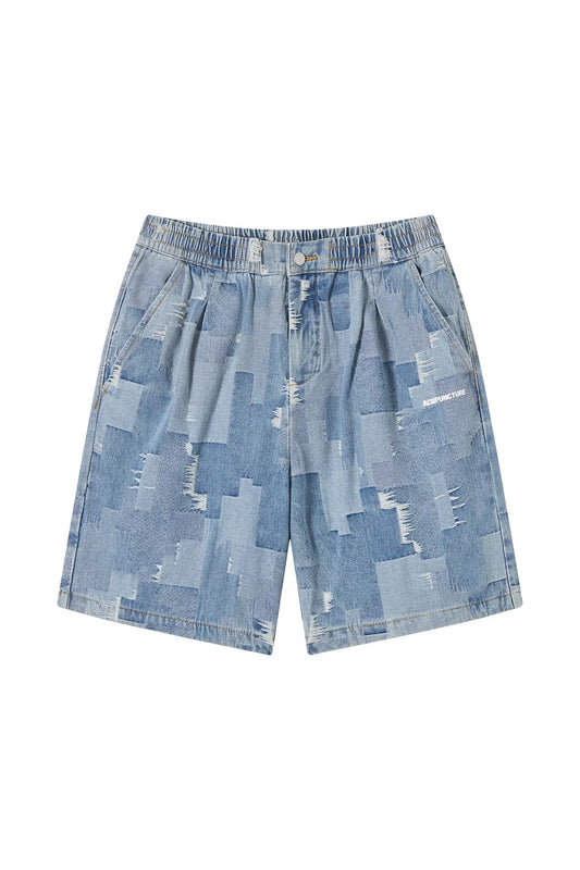 Acupuncture Patch Work Denim Short
